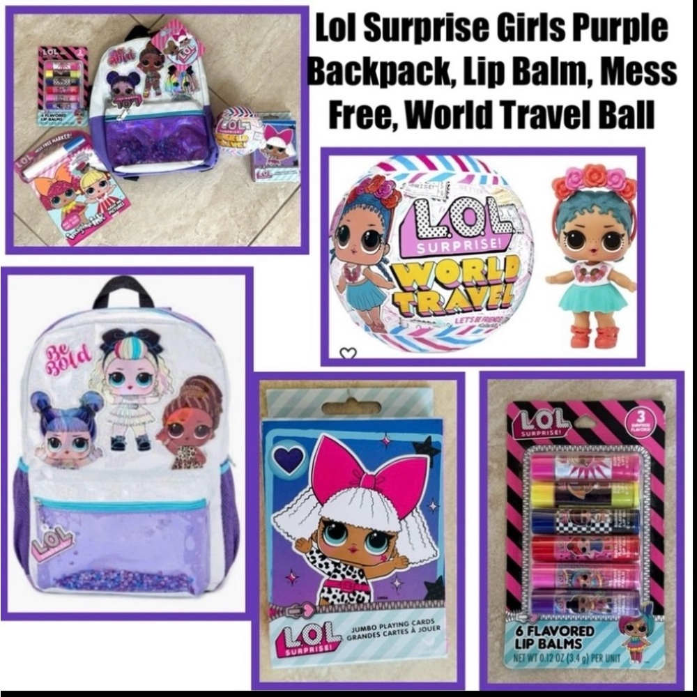 Lol Surprise Backpack, Lip Balm, Mess Free, World Travel Ball